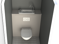Wiedergabe der WiCi Next Handwaschbecken auf Hange-WC anpassbar
